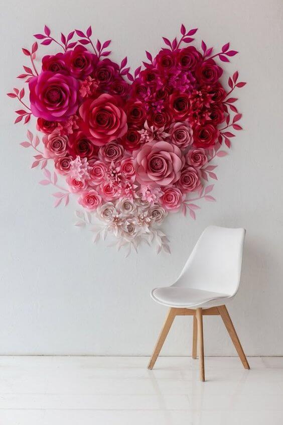 Heart made from paper flowers