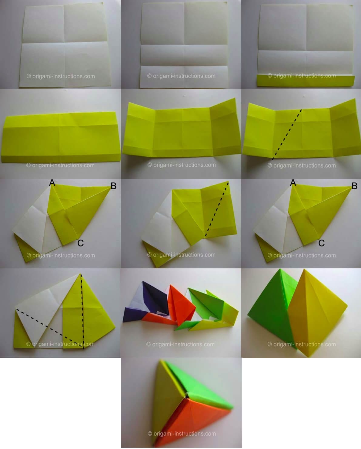how to make a paper pyramid step by step