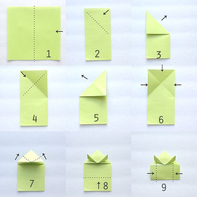 make a simple paper frog step by step