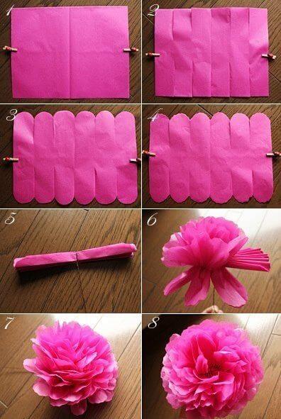 How do you make a simple tissue paper flower