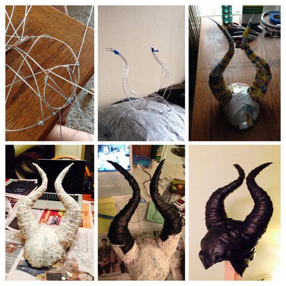 papier mache maleficent horns