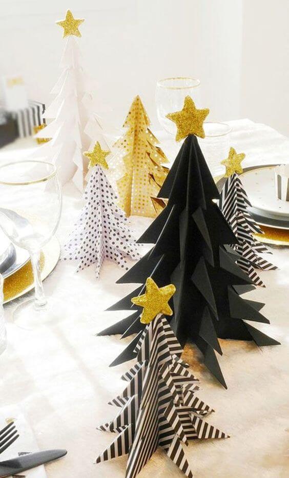 How to decorate an apartment with large paper Christmas trees