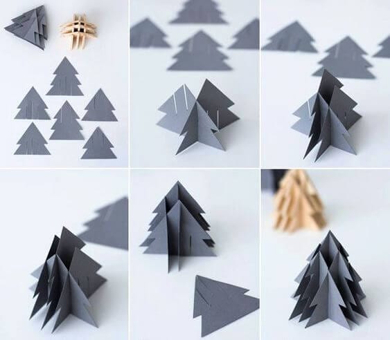Volumetric simple Christmas tree made of paper