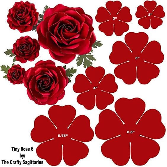 template for rose paper flower