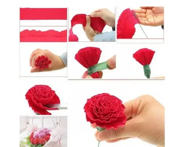 Steps to make paper carnations