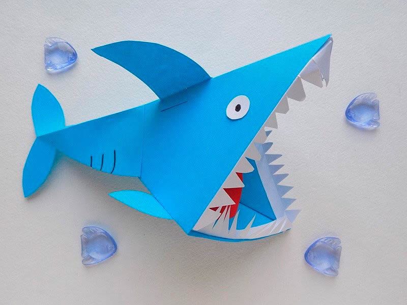 Акула из бумаги для школы