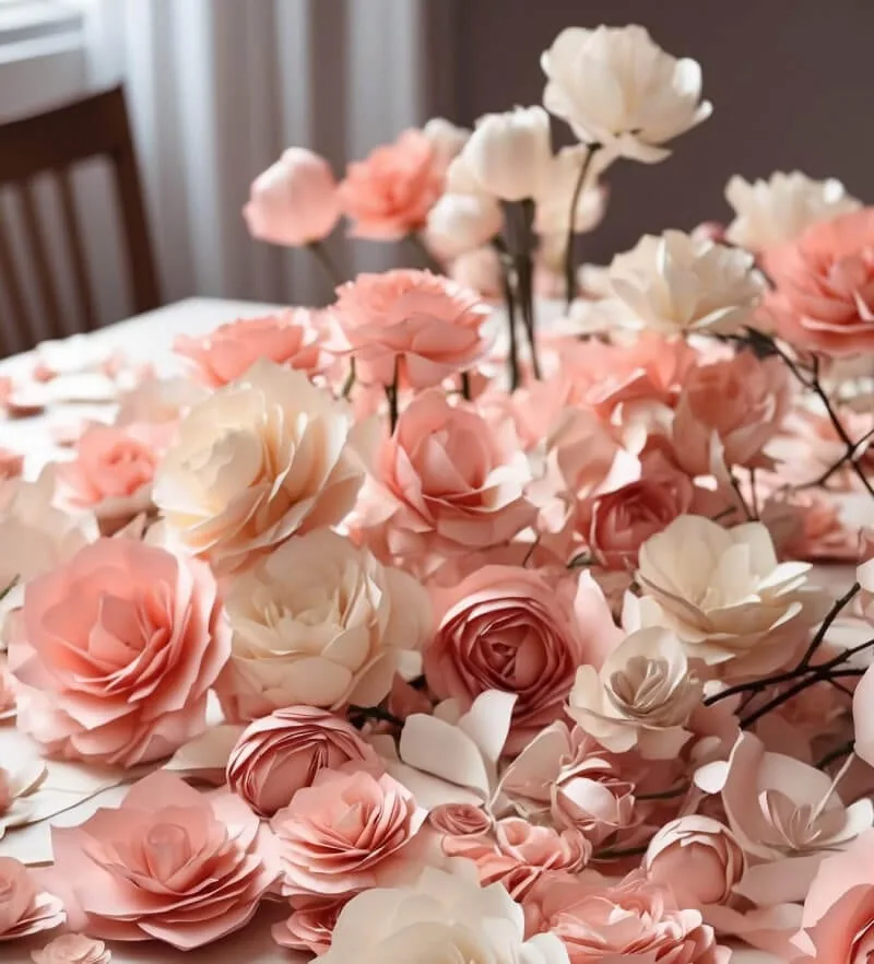 Handmade paper craft with layered shapes