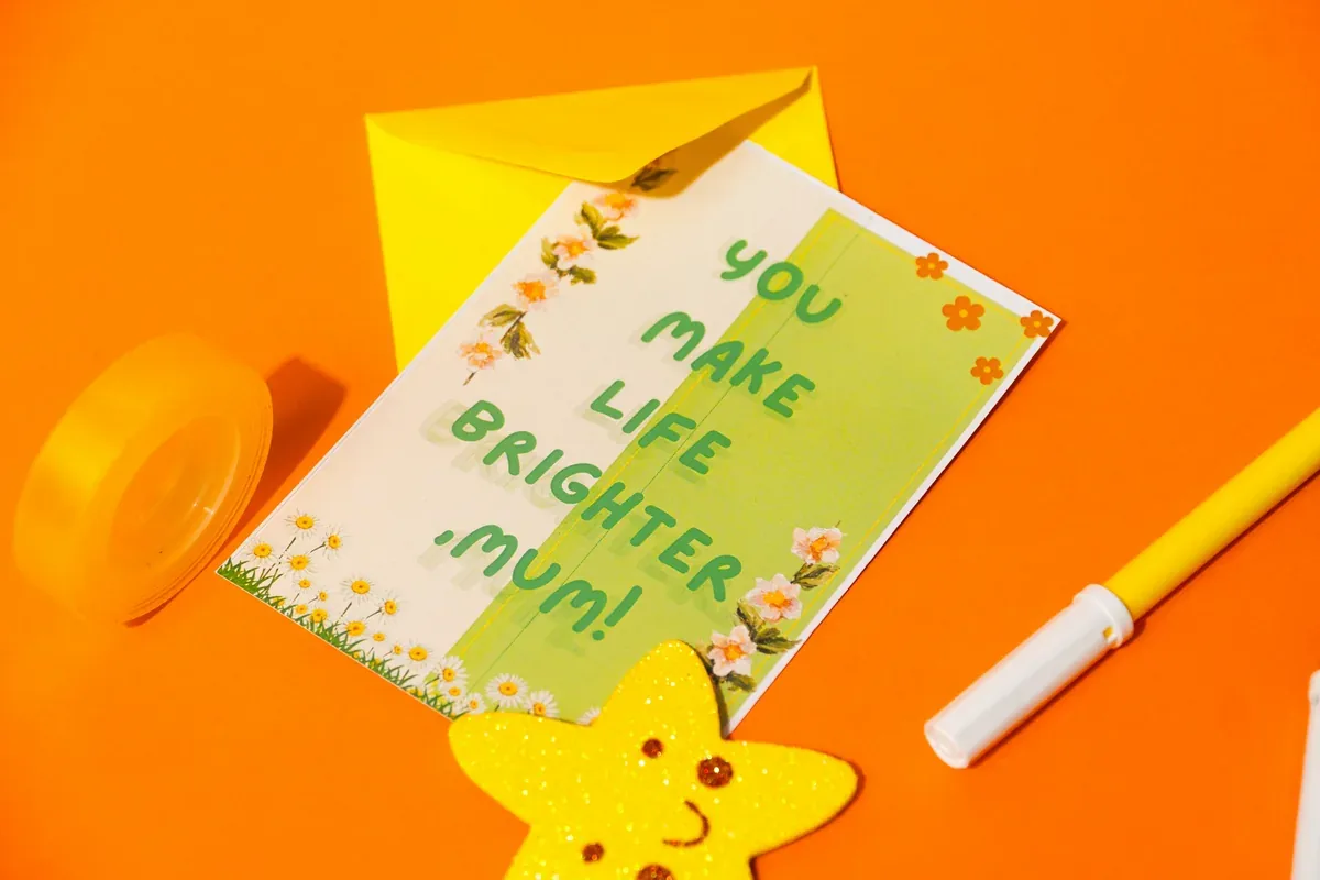 Paper card with heart motif and space for a personal message