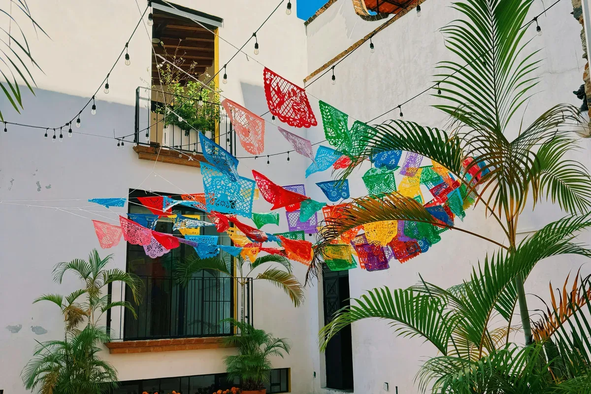 Papel picado paper banner idea for Hispanic Heritage Month