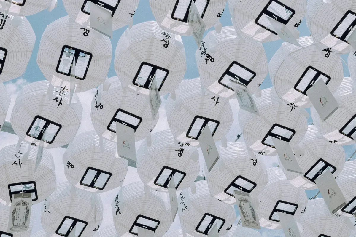 A set of red, white, and blue paper lanterns for party decor