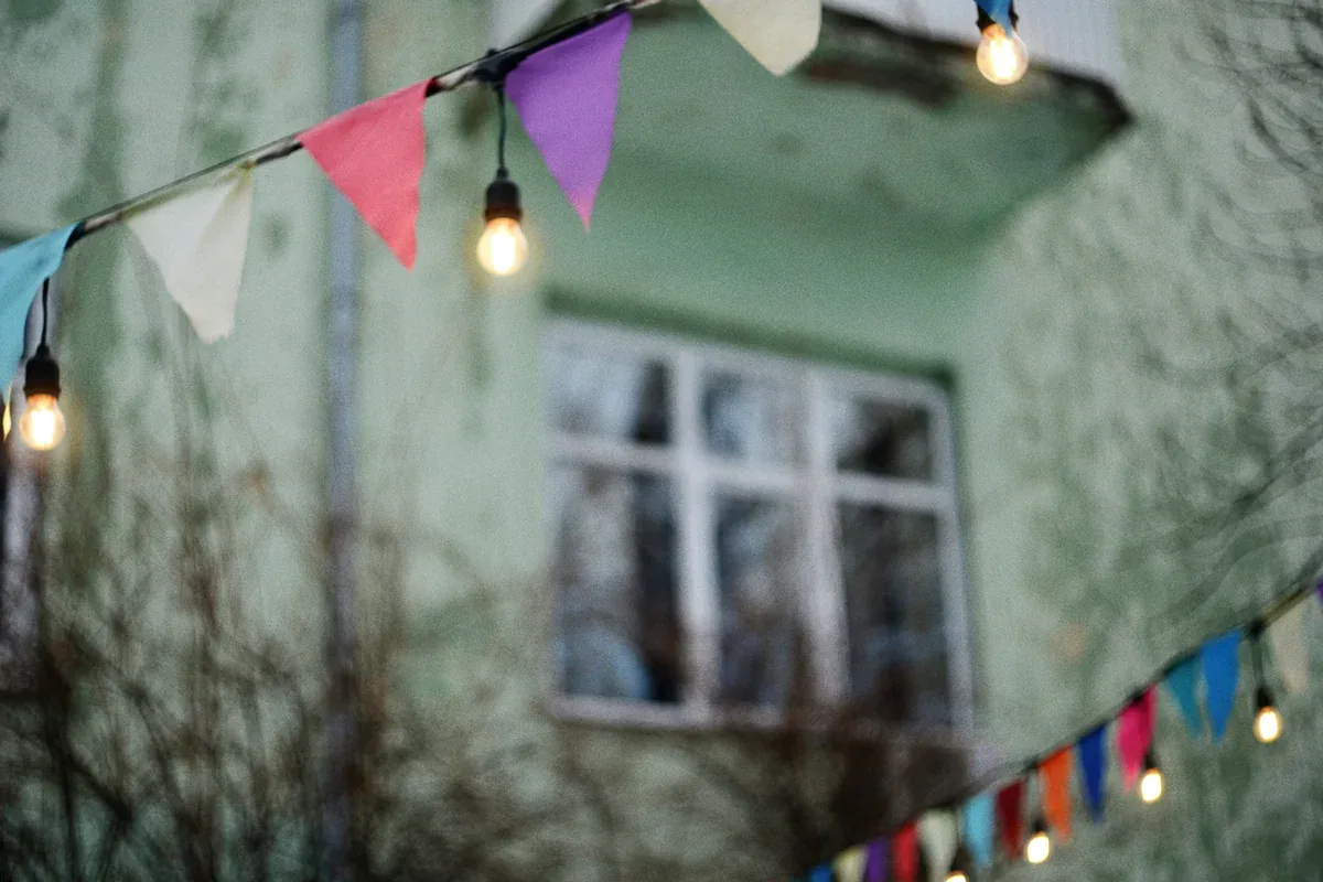Paper bunting banner for a Labor Day party in the U.S.