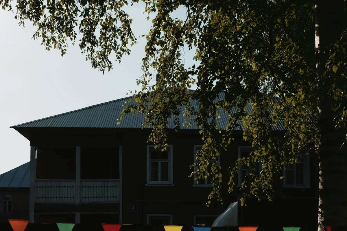 Triangular paper flags arranged as a bunting garland